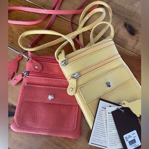 Roots Hanging Pouch leather bag. set of two